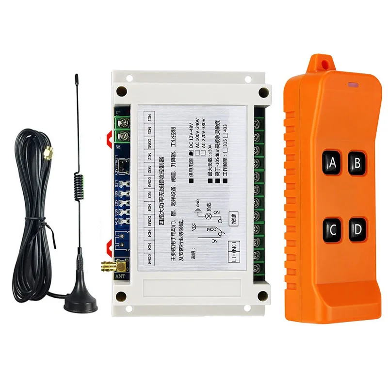 Ndustrial Sector DC 12V 24V 36V 48V 4CH 10A RF Wireless Remote Control Switch System With 300M-2000M Distance 868mhz Transmitter
Ndustrial Sector DC 12V 24V 36V 48V 4CH 10A RF Wireless Remote Control Switch System With 300M-2000M Distance 868mhz Transmitter