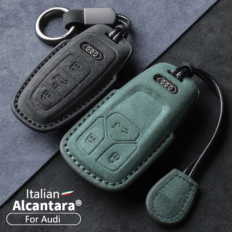 

Alcantara Car Key Case Cover Fob For Audi A1 A3 8V A4 B8 B9 A5 A6 8S 8W A7 A8 Q3 Q5 Q7 4M S4 S5 S6 S7 S8 R8 TT TTS RS Keychain