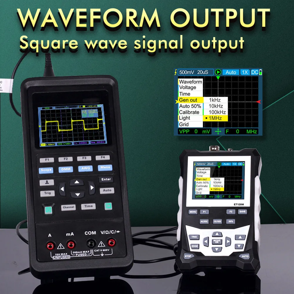 ET120M 500MS/s 120MHz Professional Digital Oscilloscope Laboratory Electrical Repair Auto Handheld Portable Oscilloscope
ET120M 500MS/s 120MHz Professional Digital Oscilloscope Laboratory Electrical Repair Auto Handheld Portable Oscilloscope