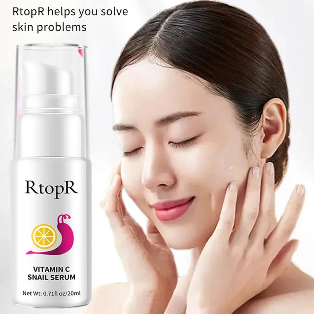 

20ml Vitamin C Snail Serum Anti-Aging Shrink Pore Whitening Serum Moisturizing Face Care Control Skin Products Essence Oil A8M6