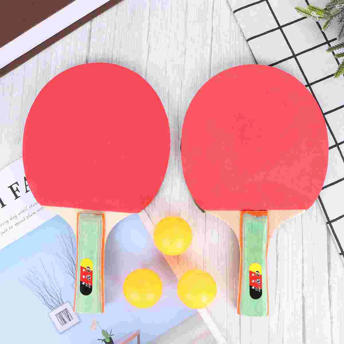 

Набор ракеток для настольного тенниса, комплект ракеток для настольного тенниса для взрослых и детей (2 горизонтальных и прямых ракетки + 3 мяча), 1 набор