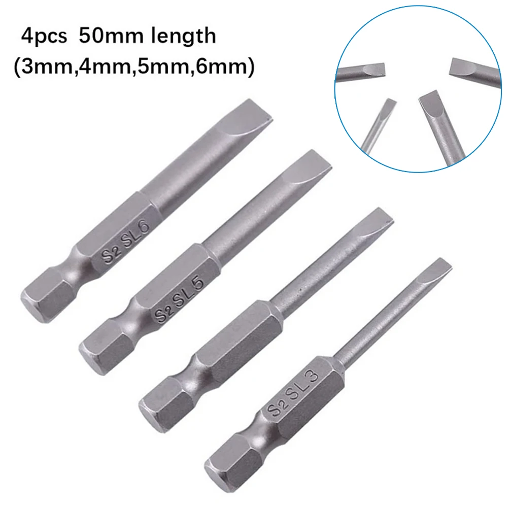 For Electric Drill Screwdriver Screwdriver Bit Hand Repair Tools 50mm SL3.0 SL4.0 SL5.0 SL6.0 Slotted Head 4Pcs
For Electric Drill Screwdriver Screwdriver Bit Hand Repair Tools 50mm SL3.0 SL4.0 SL5.0 SL6.0 Slotted Head 4Pcs