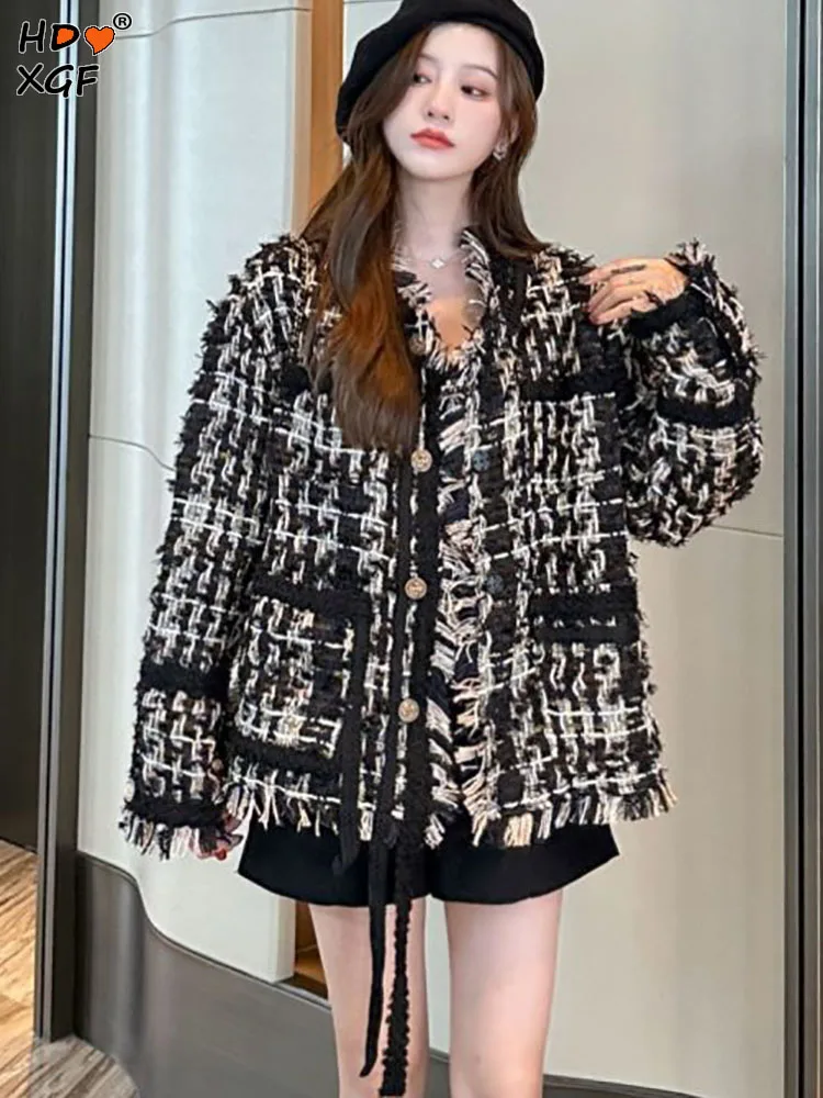 Korean Fashion V-neck Striped Plaid Tassels Single Breasted Pocket Patchwork Jacket Coat Spring Autumn Women Elegant Simple Tops
Korean Fashion V-neck Striped Plaid Tassels Single Breasted Pocket Patchwork Jacket Coat Spring Autumn Women Elegant Simple Tops