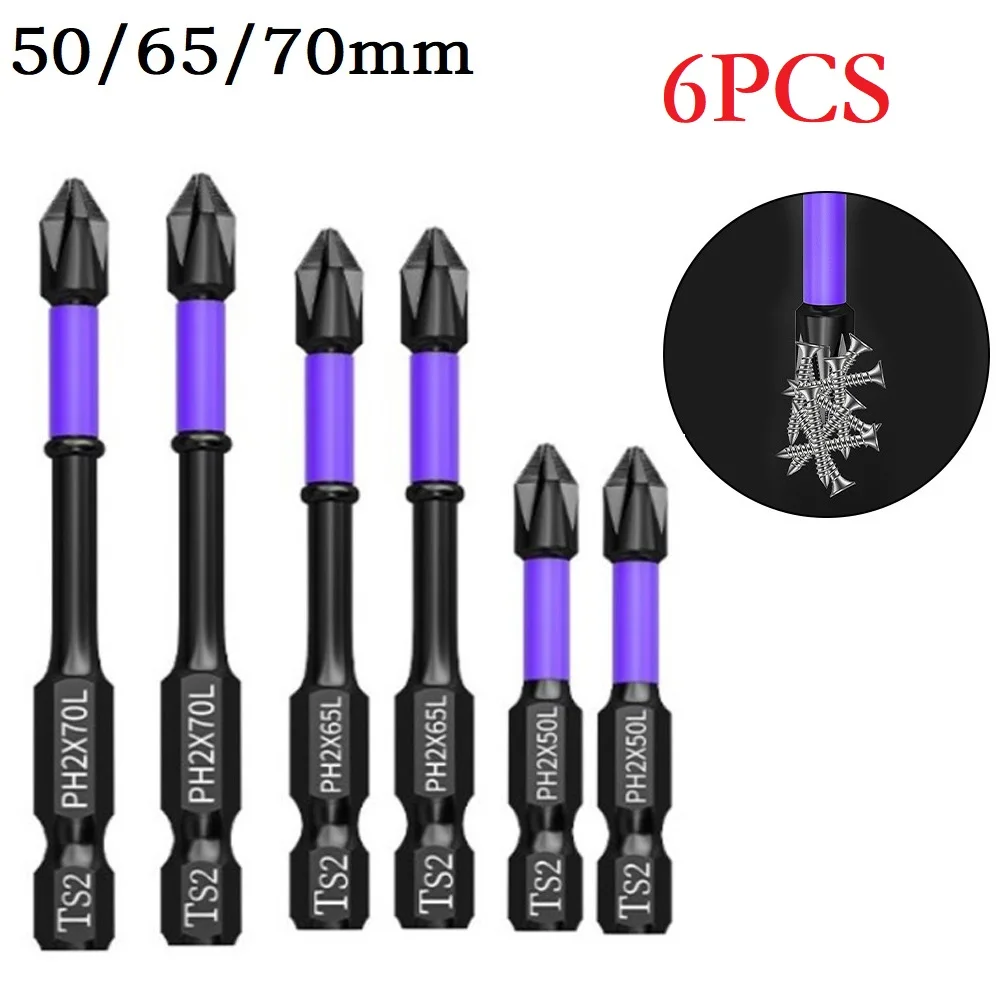 6PCS Non-slip PH2 Magnetic Batch Head Cross Screwdriver Impact Drill Bit 50/65/70mm Impact Resistant Cross Bits Hand Tools
6PCS Non-slip PH2 Magnetic Batch Head Cross Screwdriver Impact Drill Bit 50/65/70mm Impact Resistant Cross Bits Hand Tools