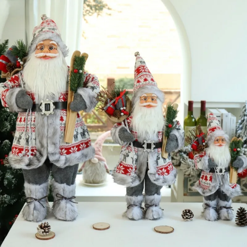 

Новинка, Рождественское украшение, Санта-Клаус, плюшевый Роскошный белый Санта, праздничное украшение, украшение для дома, украшение для окна, 60 см