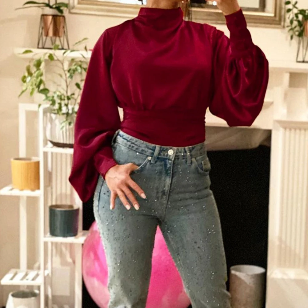 Comfortable Women Blouses Crop Tops Autumn Elegant Turtleneck Velvet High Collar Long Puff Sleeve Party Blouse
Comfortable Women Blouses Crop Tops Autumn Elegant Turtleneck Velvet High Collar Long Puff Sleeve Party Blouse