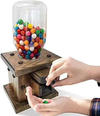 

Candy Dispenser - Amish Handmade Containers & Storage For Gummy Or Peanut- Wood Storage Gumball Machine For Skittles Or M&am Squ