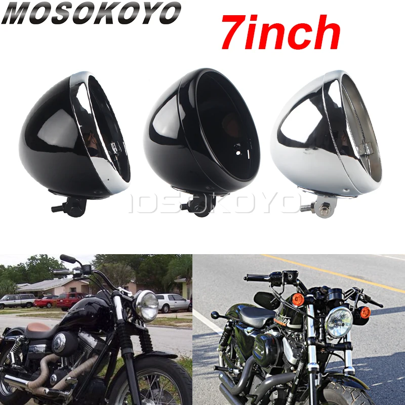 

Motorcycle Bottom Mount 7" Headlight LED Headlamp Light Cover Bucket Housing Universal For Harley Honda Chopper Lighthouse Shell