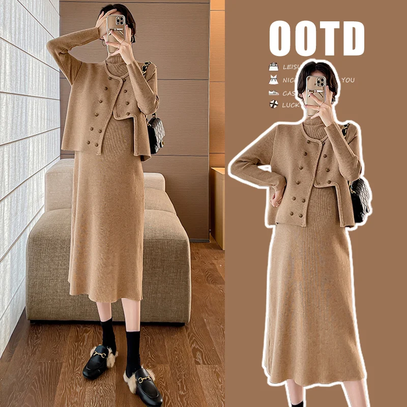 Осень-зима 6016 # корейская мода трикотажные свитера для беременных платье жилеты наборы теплая трапециевидная Одежда для беременных женщин
Осень-зима 6016 # корейская мода трикотажные свитера для беременных платье жилеты наборы теплая трапециевидная Одежда для беременных женщин