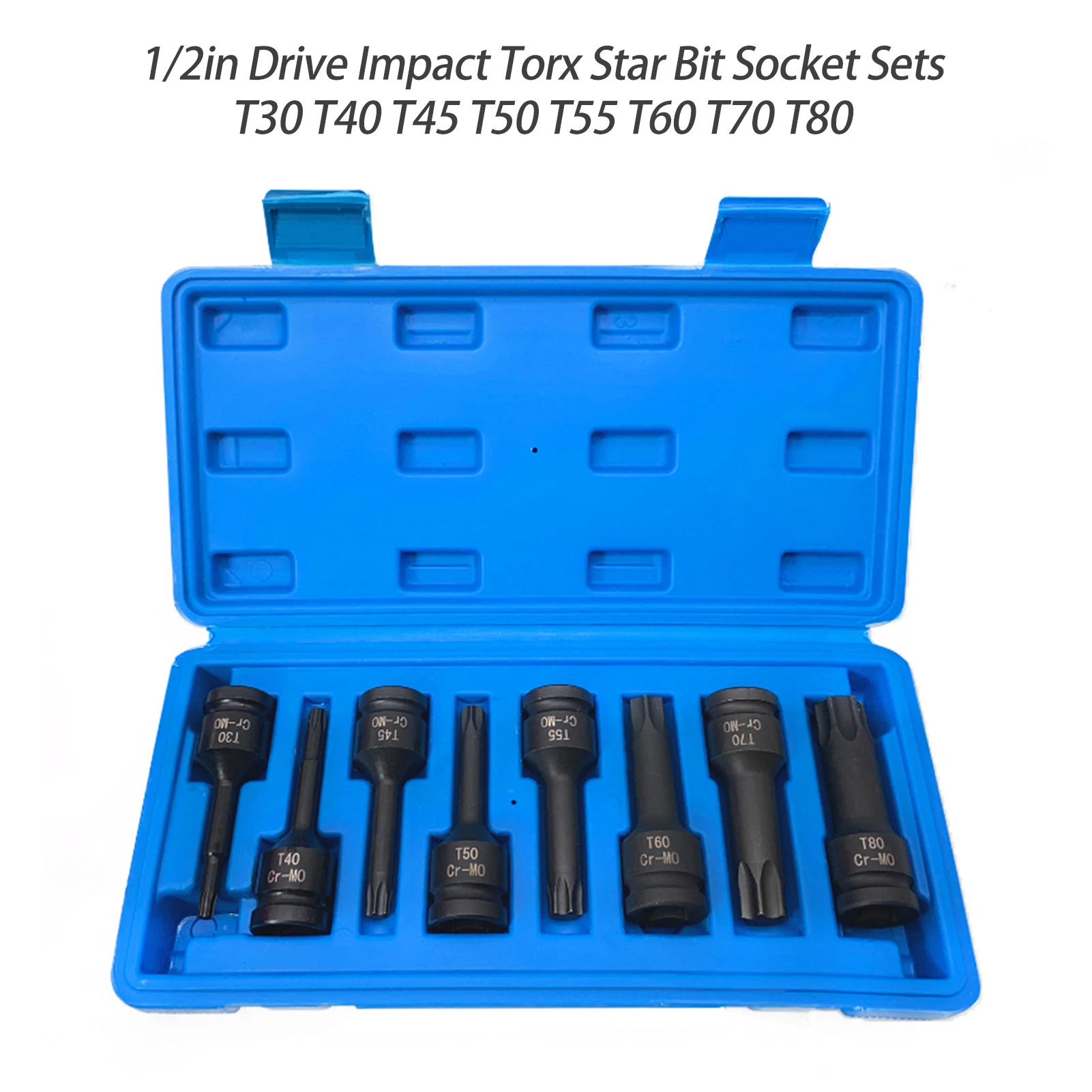 

1/2in Drive Impact Torx Star Bit Socket Sets T30 T40 T45 T50 T55 T60 T70 T80 Wrench Tools Set For Repair Accessories