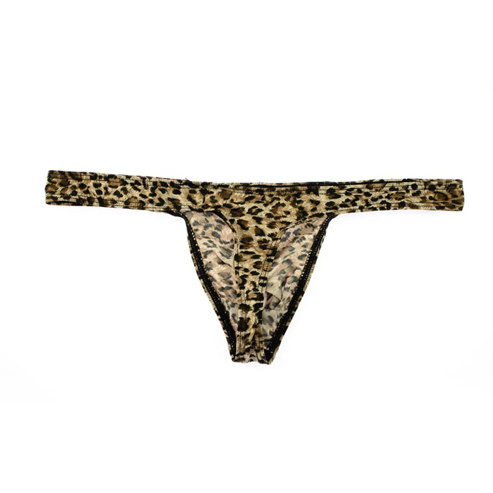 

Leopard Thong Men Sexy Bulge Pouch G-String Underwear Thongs Briefs Panties Underpants Bikini Jockstrap Mens Lingerie