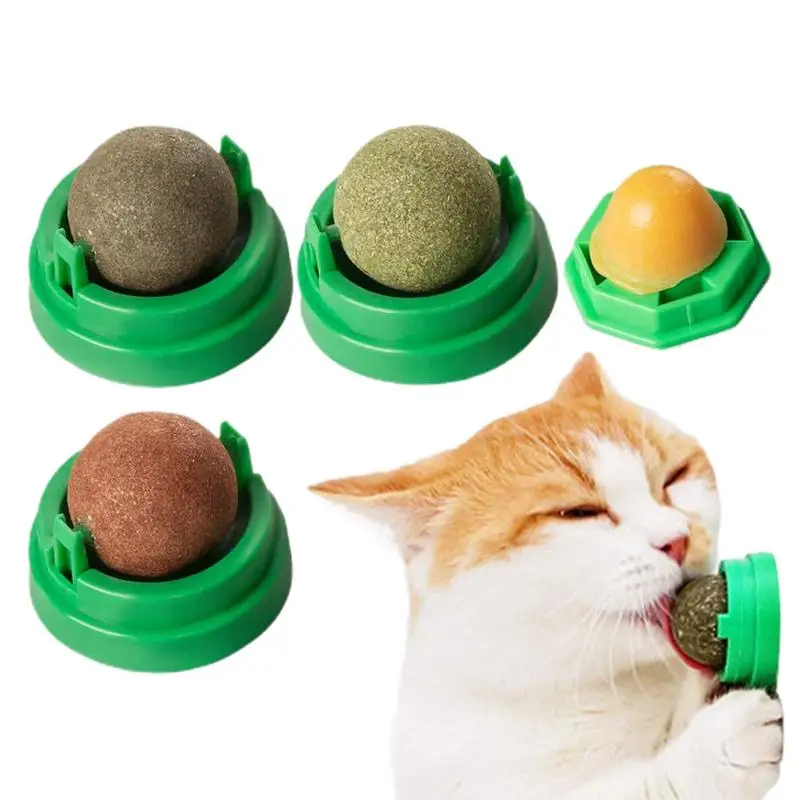 

Catnip Balls Rotatable Catnip Teeth Grinding Toys Kitten Playing Chewing Cleaning Teeth Toy Interactive Catnip Cats pet supplies