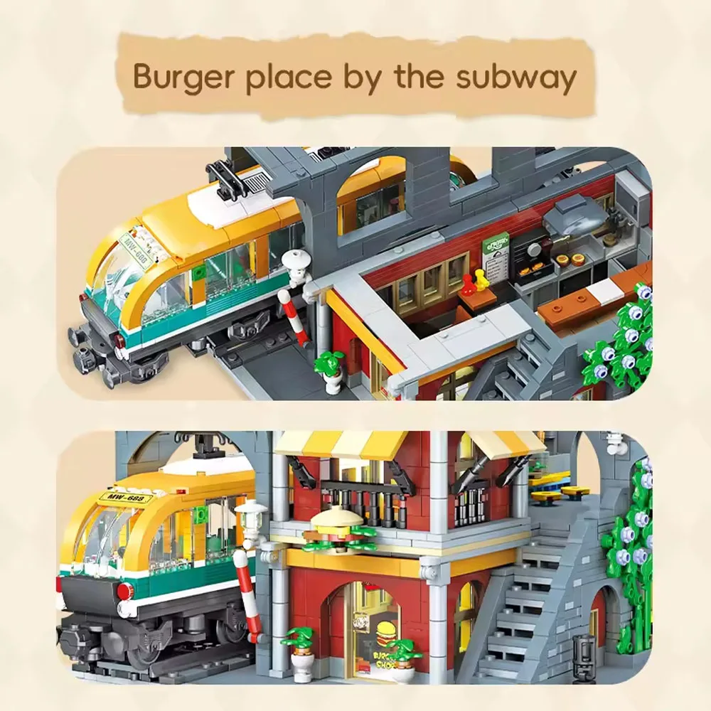 3289PCS Burger Shop Building Blocks House Model With Light City View Street Scence Subway Bricks Toys Kids Girls Adult Gifts 3289PCS Burger Shop Building Blocks House Model With Light City View Street Scence Subway Bricks Toys Kids Girls Adult Gifts