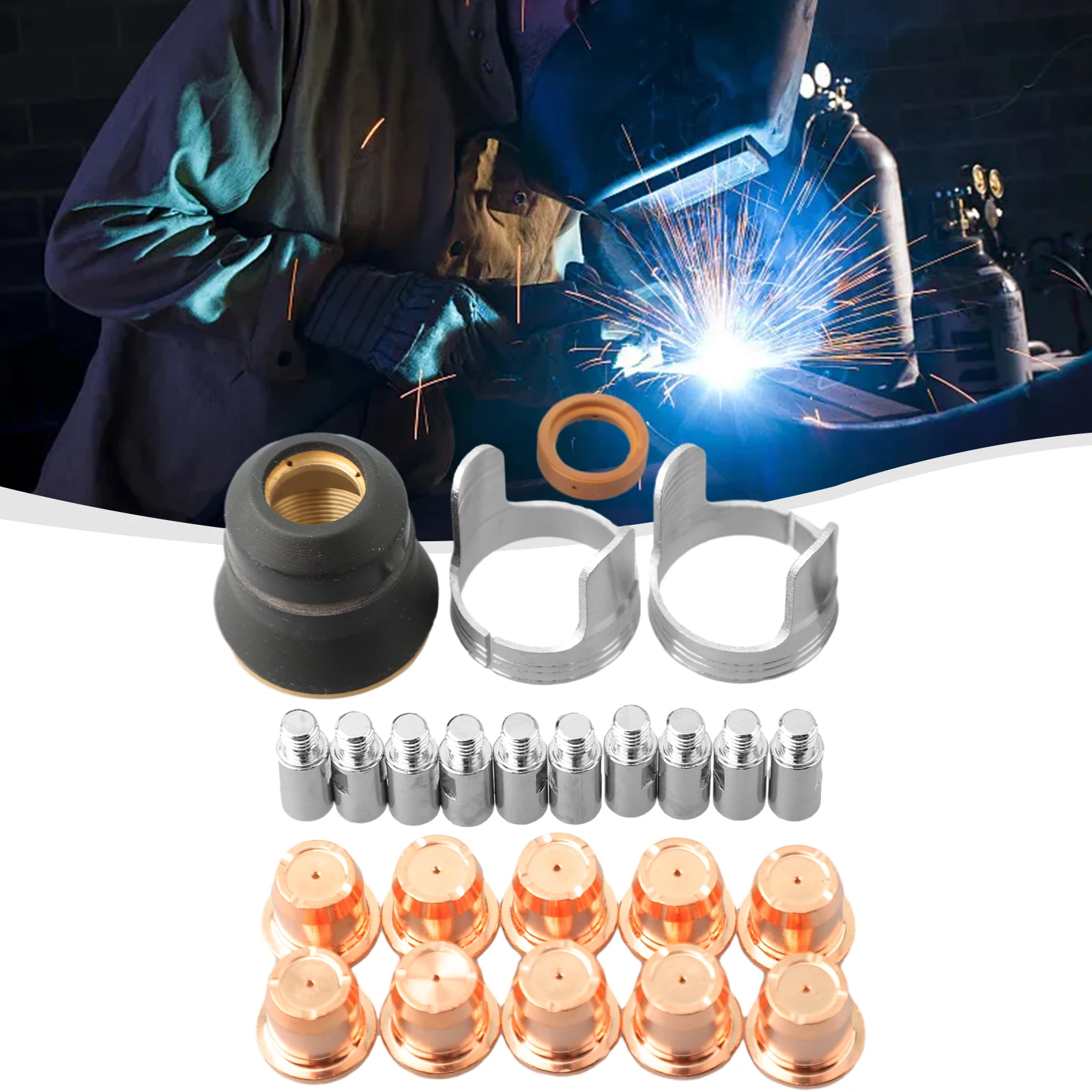 24pcs Plasma Cutting Torch Consumables Sets Tip Electrode Of IPT40 Cutting Machine Home Power Tool Replacement Accessories
24pcs Plasma Cutting Torch Consumables Sets Tip Electrode Of IPT40 Cutting Machine Home Power Tool Replacement Accessories
