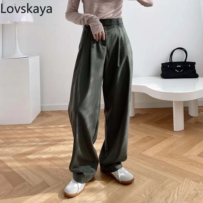 

Loose and straight tube draping suit pants for women's autumn new fashionable high waisted smoke pipe wide leg pants