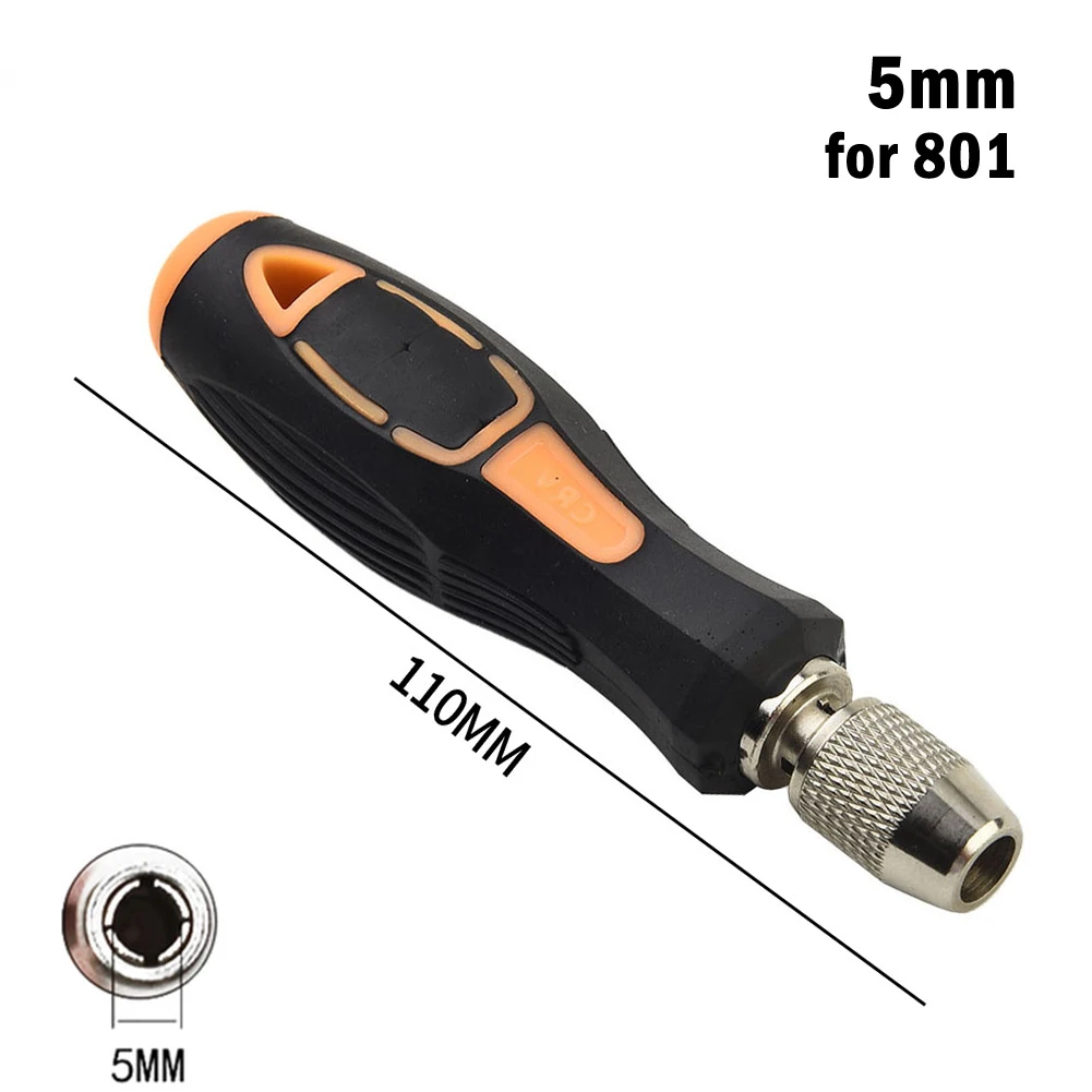 

Screwdriver Shank 5mm/6mm Hole Diameter For 801 802 Screwdriver Bit Self-locking Chuck 110mm Length Black&Yellow Round Shank