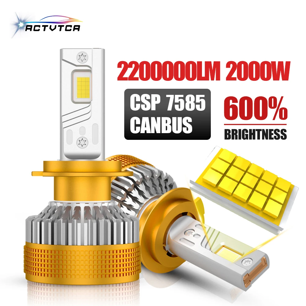 

ACTVTCA 2000W H7 LED Car Headlight H4 H11 Bulbs 9012 H3 H1 H8 H9 9005 9006 HB3 HB4 2200000LM LED Lights Auto Lamp 6000K 12V 24V