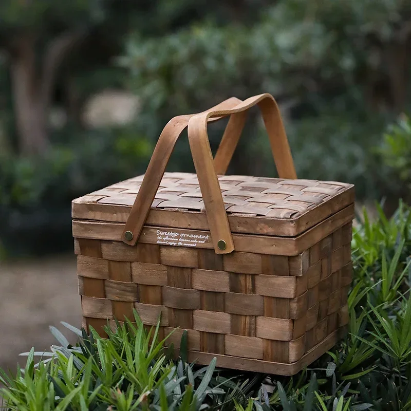 

Cypress Picnic Large Outdoor Carry Basket, Covered Bread Basket, Portable Spring Outing Basket, Stylish Picnic Essential