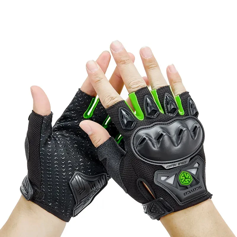 

Scoyco Breathable Motorcycle Half Finger Gloves MC29D Hard Shell Protective Palm Anti Slip Motorcycle Bike Riding Gloves