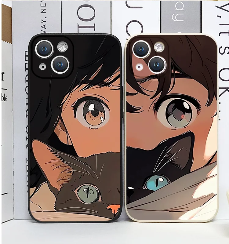 Cute Cartoon Boys Girls Couple Cat Phone Case for IPhone 16 15 14 11 Pro Max 13 12 Mini XR XS X 7 8 16Plus SE2 Lovers Soft Cover Cute Cartoon Boys Girls Couple Cat Phone Case for IPhone 16 15 14 11 Pro Max 13 12 Mini XR XS X 7 8 16Plus SE2 Lovers Soft Cover