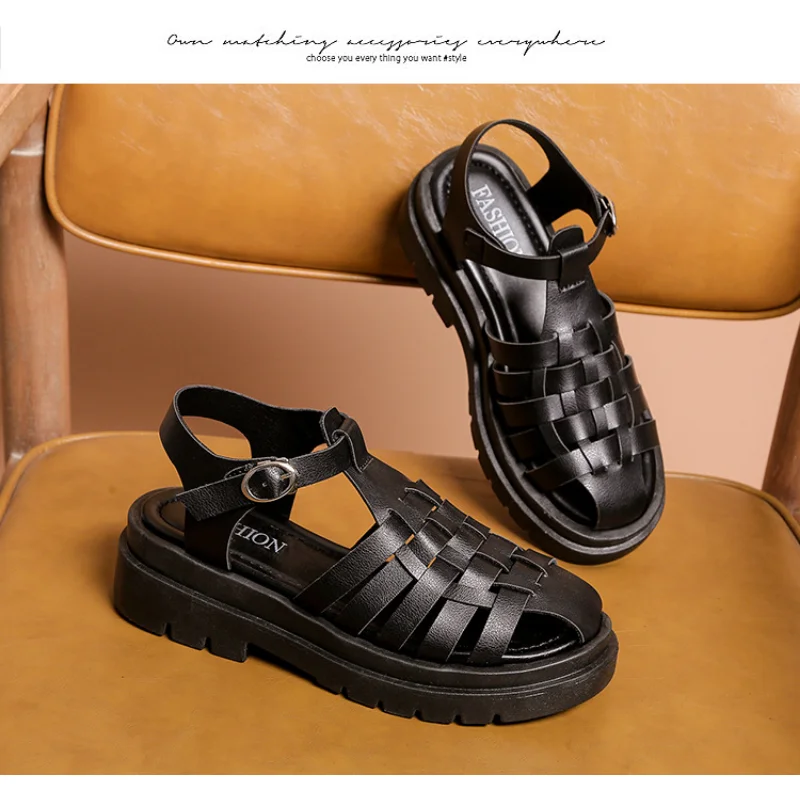 New Women's Thick Sole Sandals Fashion Roman Style Baotou Sandals Soft Sole Solid Color Cutout Buckle Women's Sandals Beach Shoe
New Women's Thick Sole Sandals Fashion Roman Style Baotou Sandals Soft Sole Solid Color Cutout Buckle Women's Sandals Beach Shoe