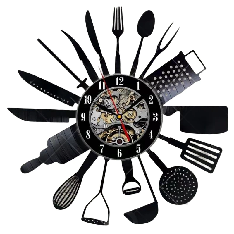 Cutlery Vinyl Record Wall Clock Modern Design Spoon Fork Decorative Kitchen Vintage Vinyl Clock Wall Watch Home Decor
Cutlery Vinyl Record Wall Clock Modern Design Spoon Fork Decorative Kitchen Vintage Vinyl Clock Wall Watch Home Decor