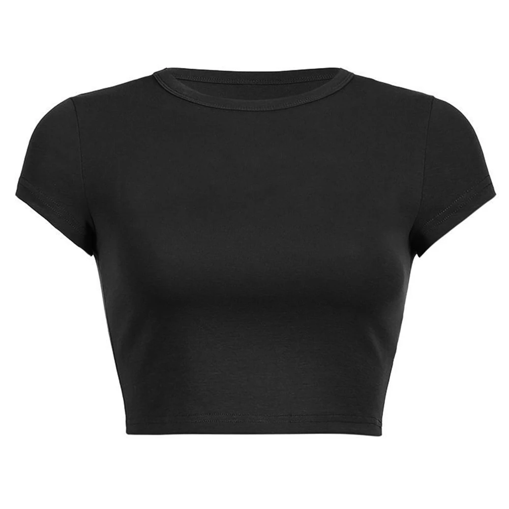 Women Cropped Top Summer Short Sleeve T-shirts Ladies Solid Basic Tee Top Round Neck Pullover Shirt Plain Tops
Women Cropped Top Summer Short Sleeve T-shirts Ladies Solid Basic Tee Top Round Neck Pullover Shirt Plain Tops