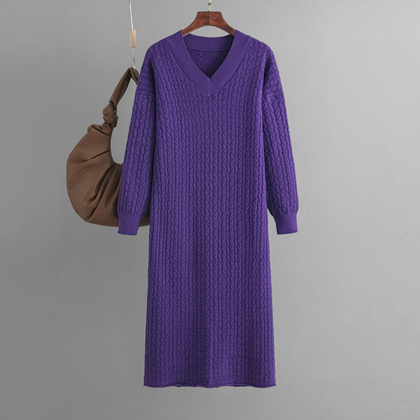Women's Autumn Winter Knitted Sweater Dress 2023 New V Neck Pattern Long Sweater Dress With Back Slit
Women's Autumn Winter Knitted Sweater Dress 2023 New V Neck Pattern Long Sweater Dress With Back Slit