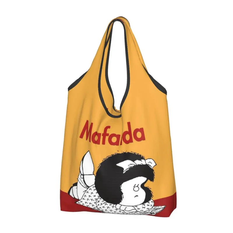 

Сумка для покупок Mafalda, милый тоут на плечо для чтения книг и продуктов, вместительная портативная мультяшная сумочка