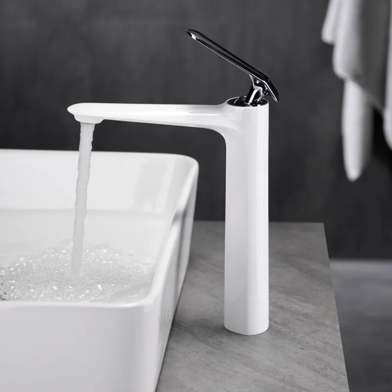Basin Faucet Bathroom Hot Cold Water Mixer Crane Deck Mounted Bath Tap Basin Mixer Brass White and Chrome Single Lever
Basin Faucet Bathroom Hot Cold Water Mixer Crane Deck Mounted Bath Tap Basin Mixer Brass White and Chrome Single Lever