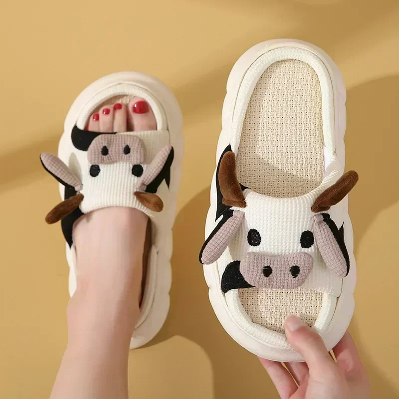 Four Seasons Universal Indoor Home Cotton Linen Sandals Cute Cartoon Cow Linen Slippers Non-slip 
Four Seasons Universal Indoor Home Cotton Linen Sandals Cute Cartoon Cow Linen Slippers Non-slip