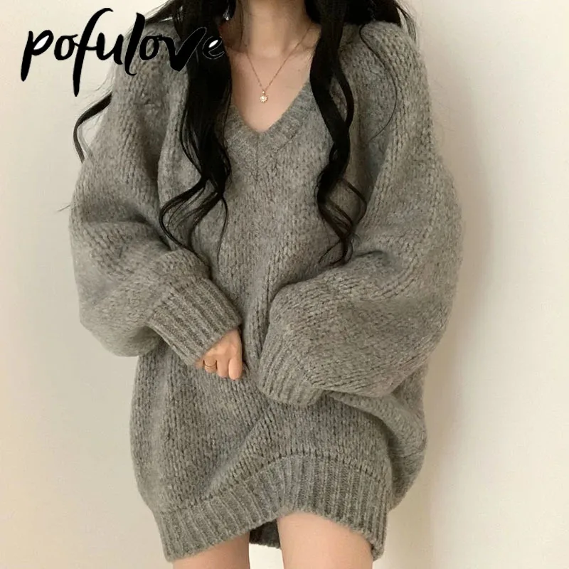 Women Knitted Sweaters Fashion Korean Oversized Simple V Neck Pullover Harajuku Solid Puff Sleeves Casual Jumpers Autumn Winter
Women Knitted Sweaters Fashion Korean Oversized Simple V Neck Pullover Harajuku Solid Puff Sleeves Casual Jumpers Autumn Winter
