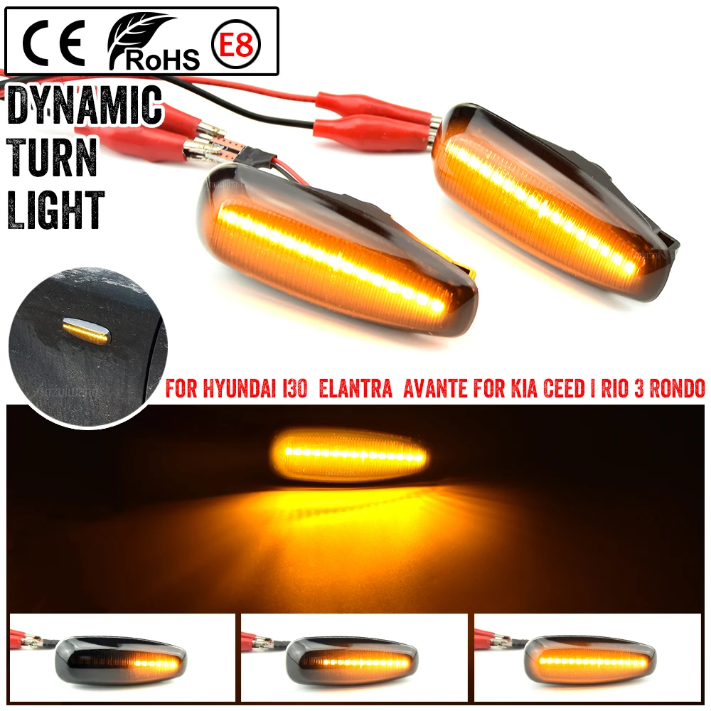 

Side Marker Flowing Dynamic Sequential Blinker Indicator LED Turn Signal Light For Kia Pro Rio 3 Hatchback Saloon Hyundai i30