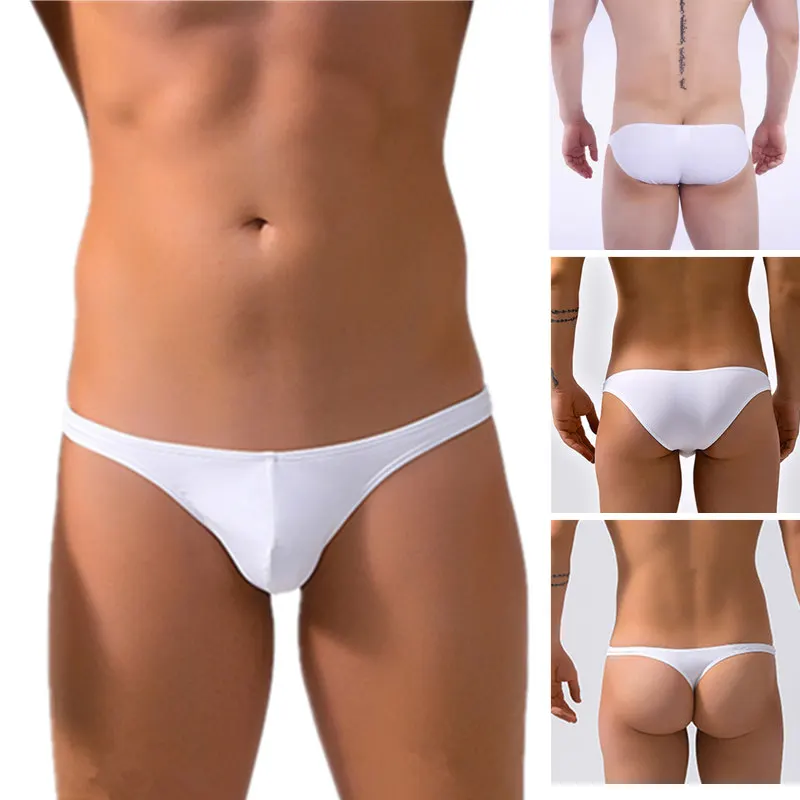 Sexy Mens Swim Thong Half Back Brazilian Bikini Briefs Ultra Low Waist Mini Slips Swimwear Beach