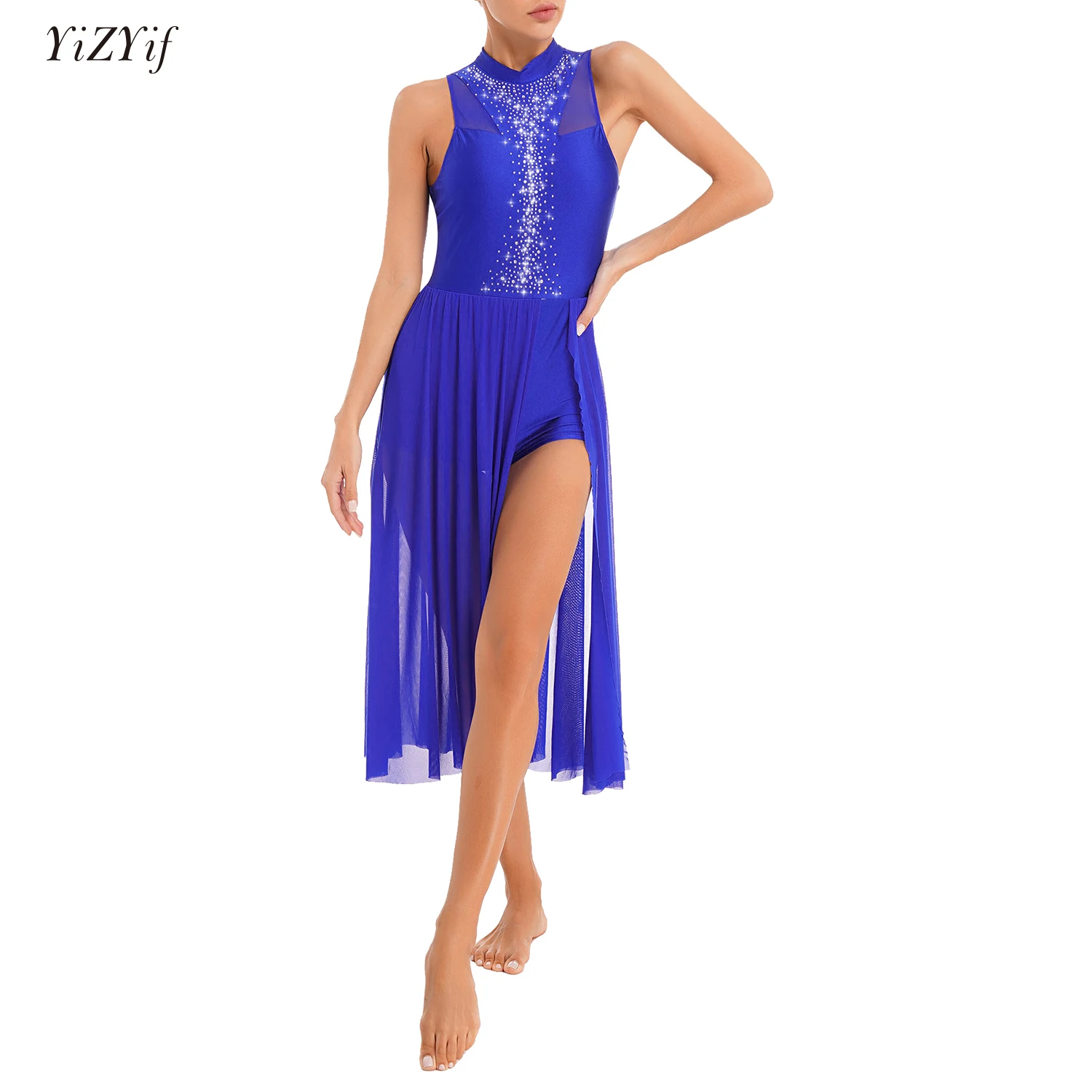 Women Ballet Dance Leotard Dress Modern Contemporary Costume Sleeveless Side Split Lyrical Dance Dress Performance Dancewear
Women Ballet Dance Leotard Dress Modern Contemporary Costume Sleeveless Side Split Lyrical Dance Dress Performance Dancewear