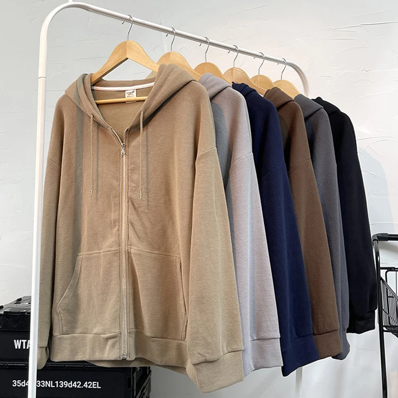 Autumn New Streetwear Fashion Vintage Harajuku Men Hoodies Loose Zipper Khaki Black Waffle Hoody Sweatshirts
Autumn New Streetwear Fashion Vintage Harajuku Men Hoodies Loose Zipper Khaki Black Waffle Hoody Sweatshirts