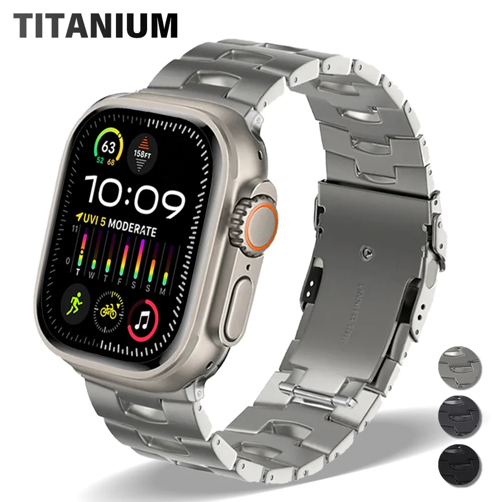 

Роскошный титановый браслет для Apple Watch Band Ultra 49 мм 45 мм 41 мм 44 мм 40 38 42 мм Correa для Apple iWatch Series 8 7 SE 6 5 4 3