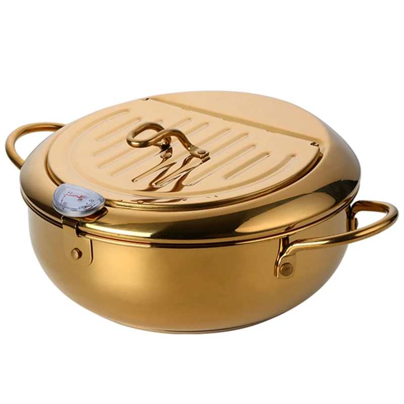 Stainless Steel Frying Pot With A Thermometer Kitchen Utensils Tempura Fryer Pan Convenient Skillet
Stainless Steel Frying Pot With A Thermometer Kitchen Utensils Tempura Fryer Pan Convenient Skillet