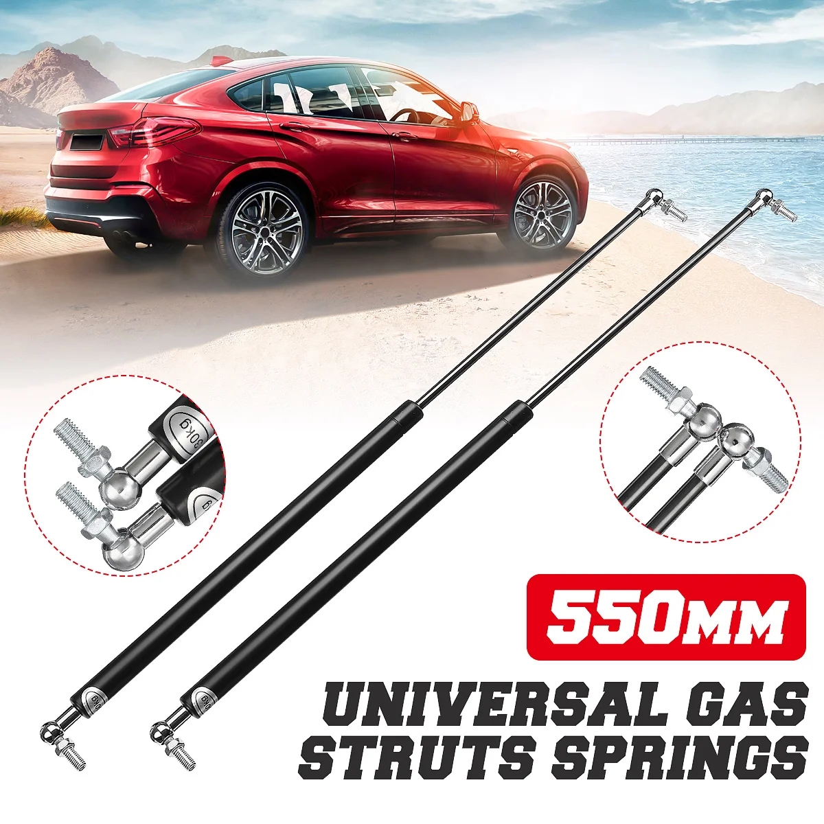2pcs Universal 300-600mm 300N Struts Front Cover Bonnet Hood Rear Trunk Tailgate Boot Shock Lift Strut Support Bar Gas Spring
2pcs Universal 300-600mm 300N Struts Front Cover Bonnet Hood Rear Trunk Tailgate Boot Shock Lift Strut Support Bar Gas Spring