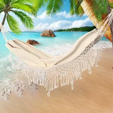 Double Hammock Swing Net Chair Out/Indoor Hanging Hammock Swings Maximum 200kg Hammock Large Brazilian Macrame Fringe 
Double Hammock Swing Net Chair Out/Indoor Hanging Hammock Swings Maximum 200kg Hammock Large Brazilian Macrame Fringe