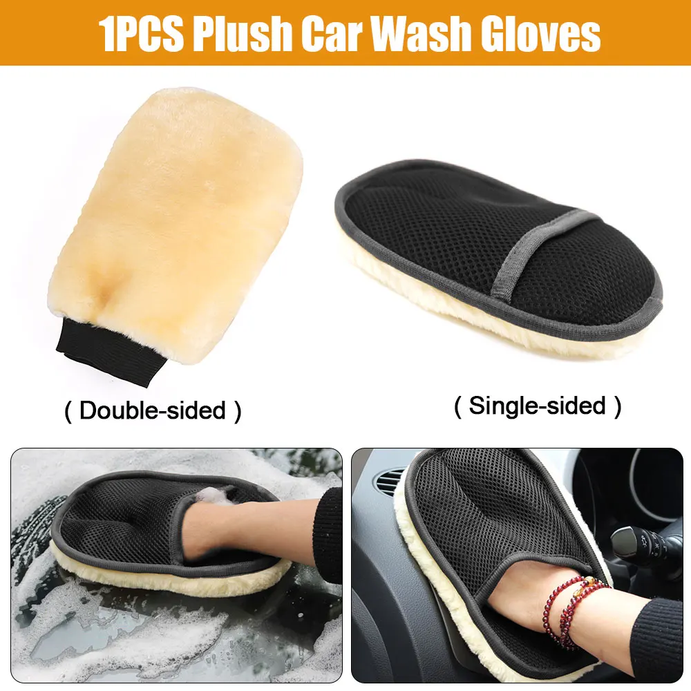 

Car Cleaning Glove Wool Soft Car Washing Gloves Cleaning Auto Wash Clean Sponge Brush Motorcycle Washer Care Products