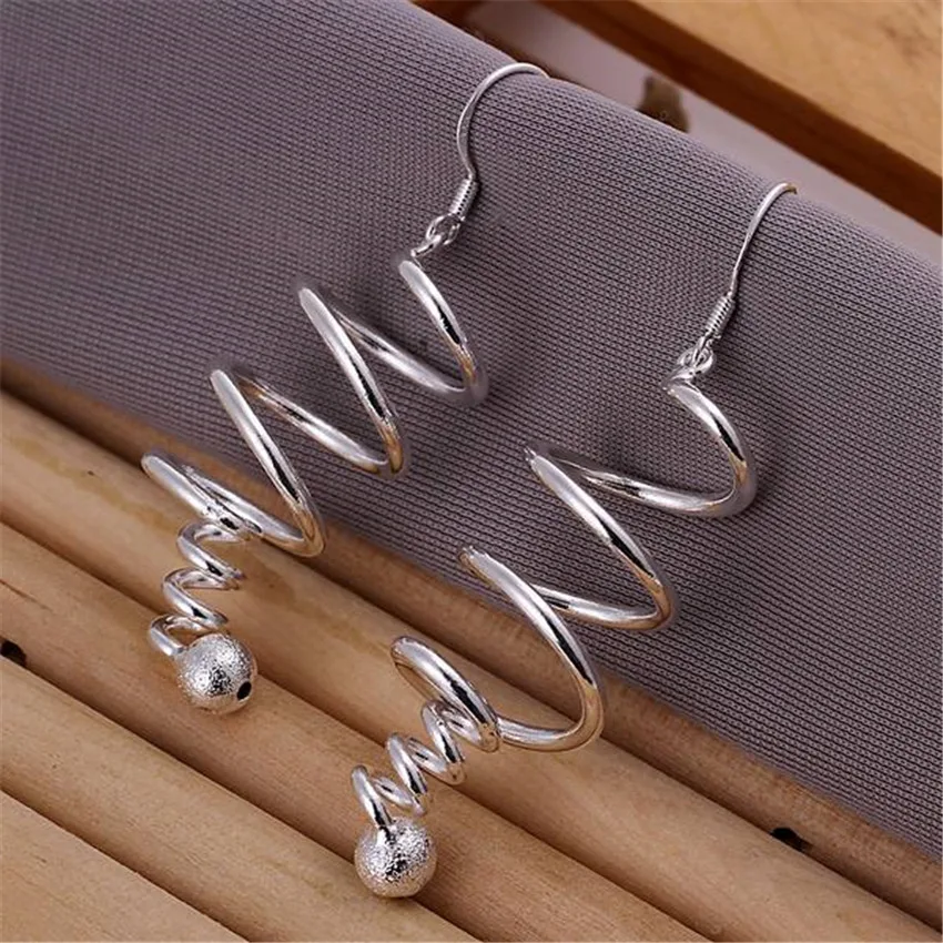 

Elegant Fashion Jewelry 925 Sterling Silver Earrings for Woman Creativity Spiral Long Earrings Trendsetter Christmas Gifts