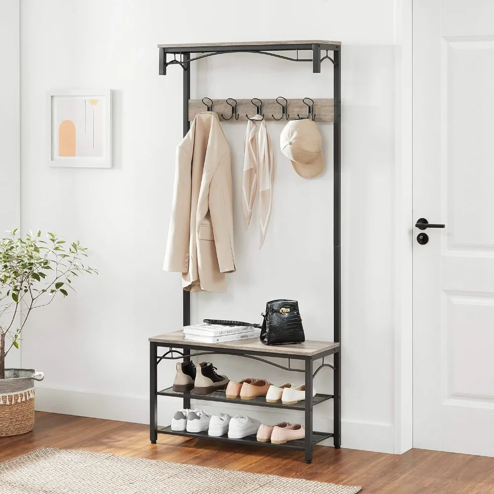 Shoe Rack and Coat Rack, 3-in-1 Hall Tree, Adjustable Shelf, Greige, Entryway Shoe Bench Coat Stand
Shoe Rack and Coat Rack, 3-in-1 Hall Tree, Adjustable Shelf, Greige, Entryway Shoe Bench Coat Stand