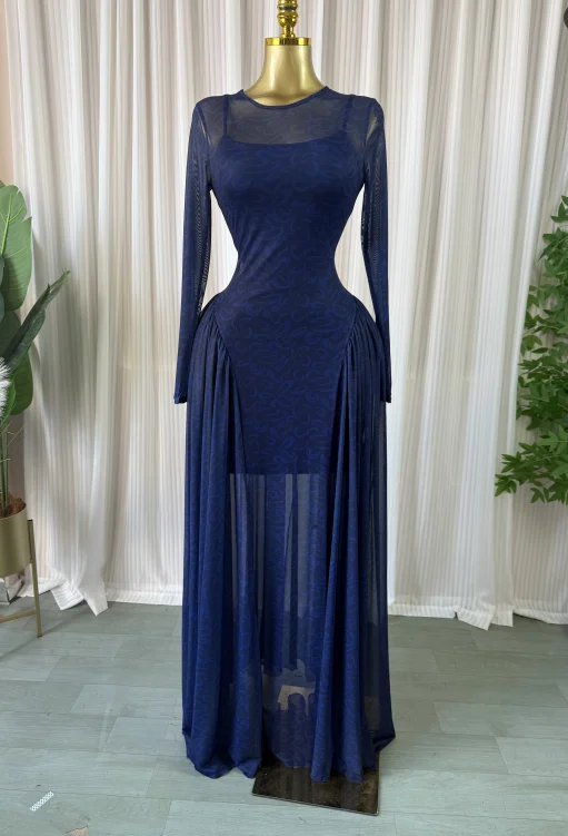 CM.YAYA Women O-neck Long Sleeve Pleated Inner A-line Maxi Dress 2026 Evening Sexy Party Birthday Vacation Long Dresses Vestidos 85 S39475c1ea8934cabbaa84789150f17f1C