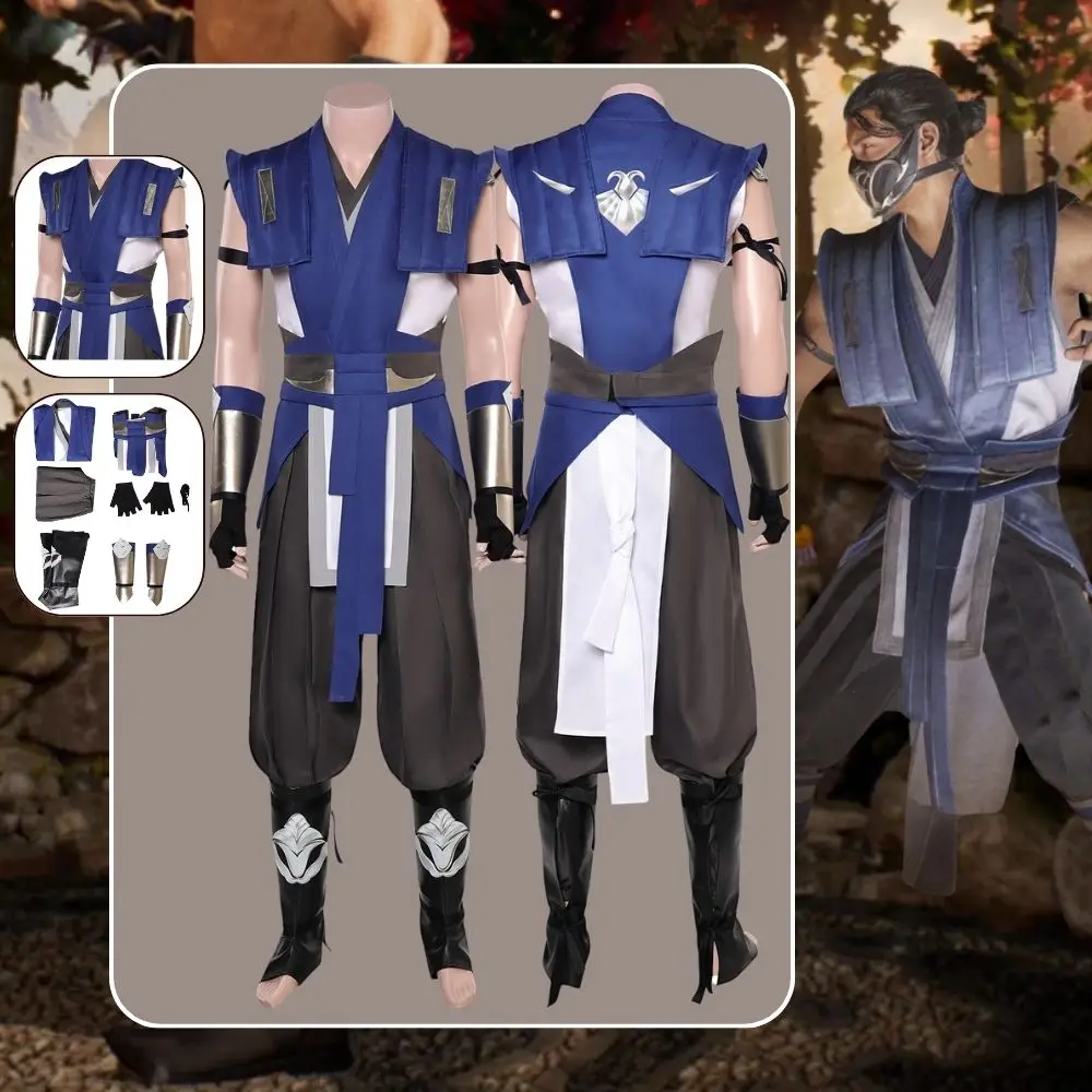 

Game Mortal Kombat Sub-Zero Cosplay Fantasia Costume Disguise Adult Men Uniform Top Pants Mask Outfit Halloween Carnival Suit