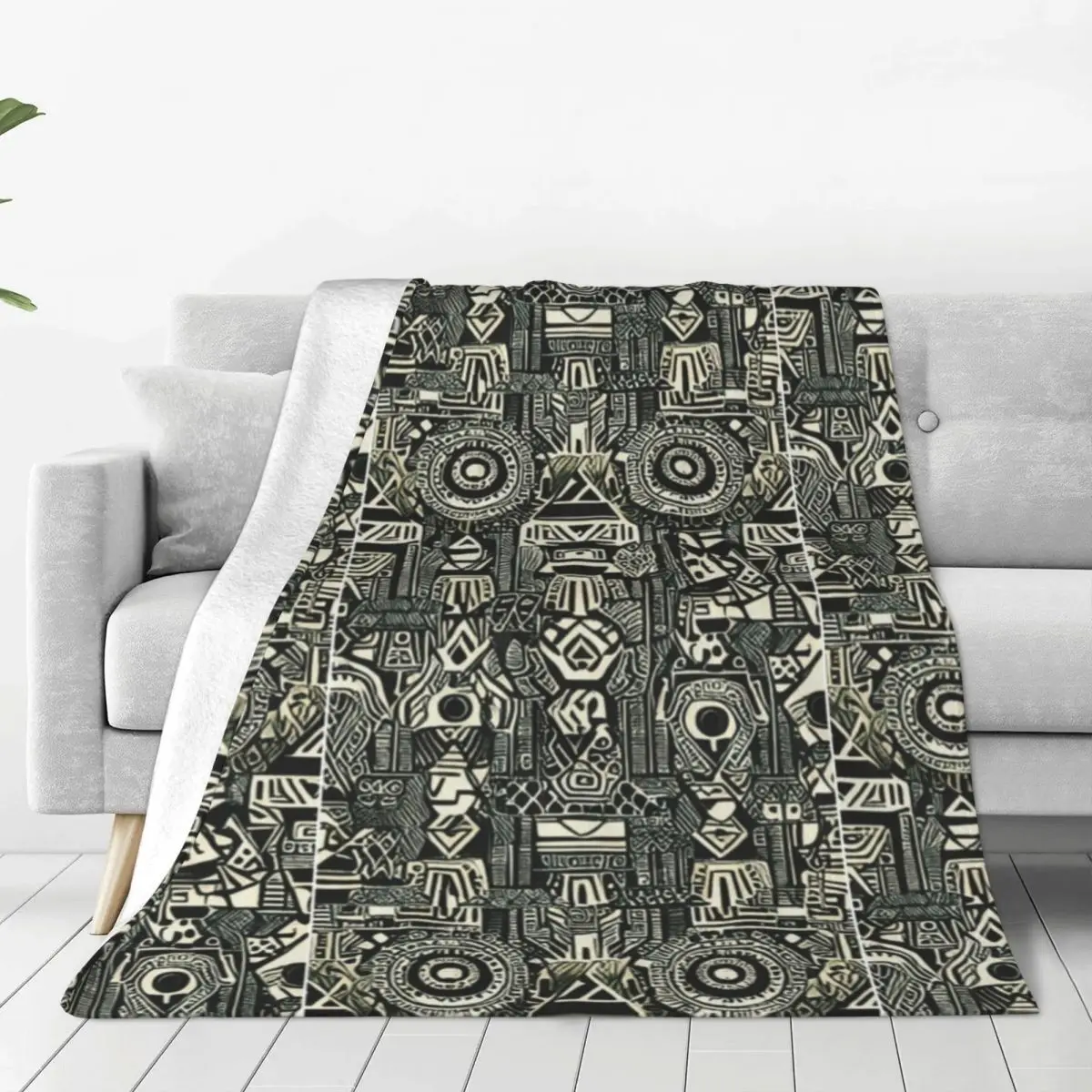 

Egyptian Black And White Tribal Blankets Egypt Civilization Plush Vintage Soft Throw Blanket for Coverlet Decoration