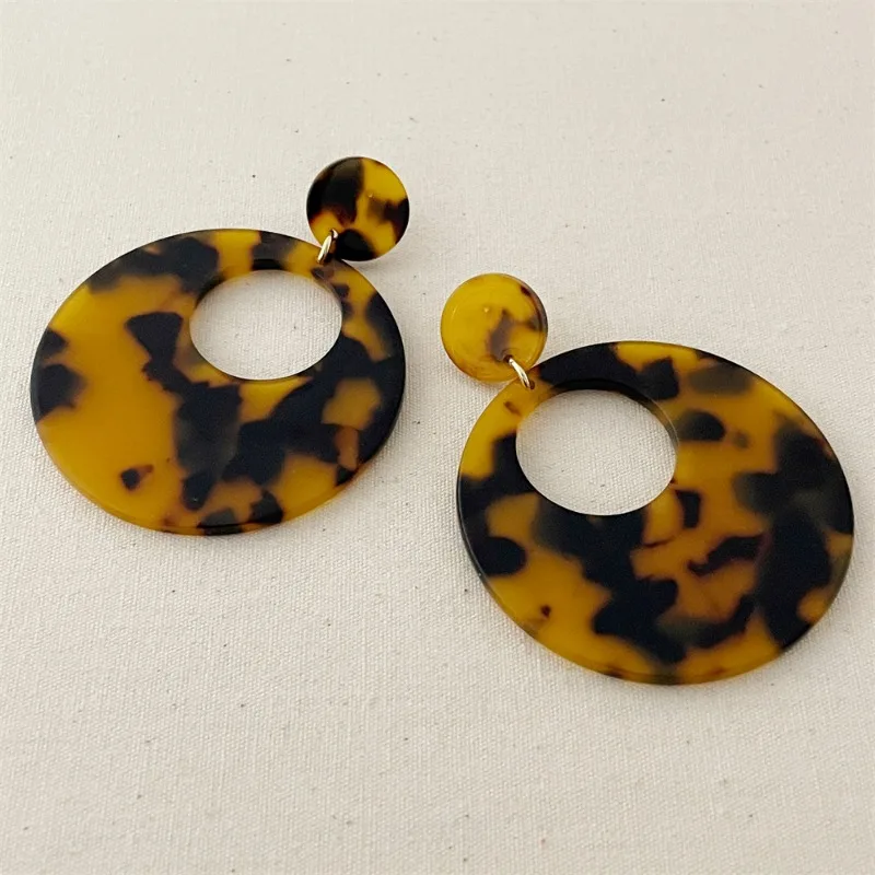 Bilandi-Boucles d'oreilles géométriques en résine de tempérament vintage pour femmes, accessoires d'oreille exagérés, bijoux fantaisie, cadeaux de fête 4