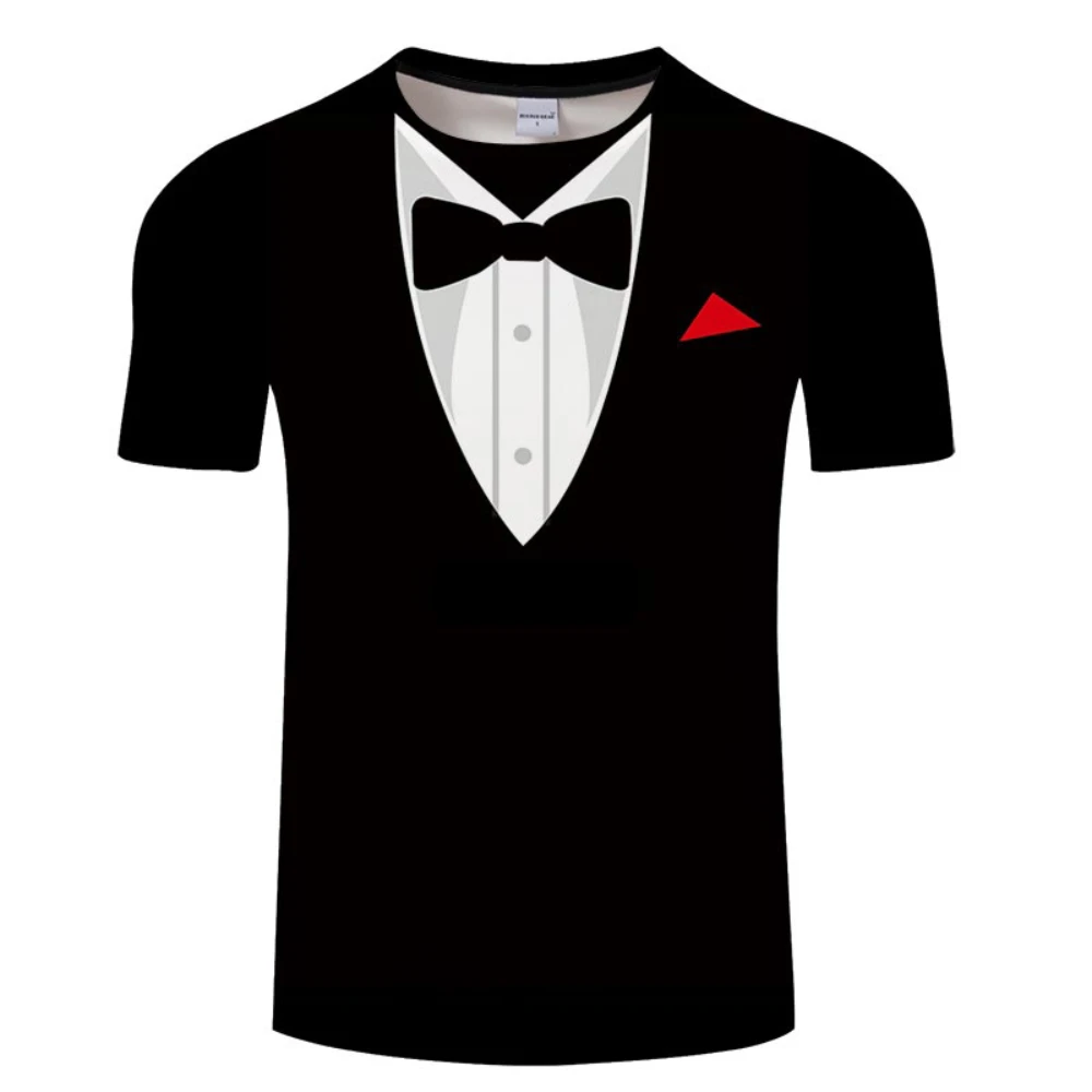 Bow tie 3D T-shirt summer men's shirt tuxedo retro tie suit 3D printed T-shirt casual short-sleeved streetwear funny fake suit
Bow tie 3D T-shirt summer men's shirt tuxedo retro tie suit 3D printed T-shirt casual short-sleeved streetwear funny fake suit