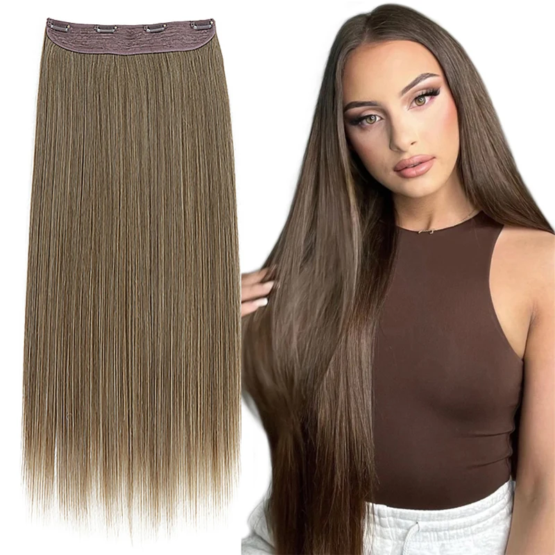 

Julianna Synthetic Clip In 4 Hair Extensions Kanekalon Futura 22inch 150g Long Straight 1 Piece Thick Clip-on 4 Packet Package