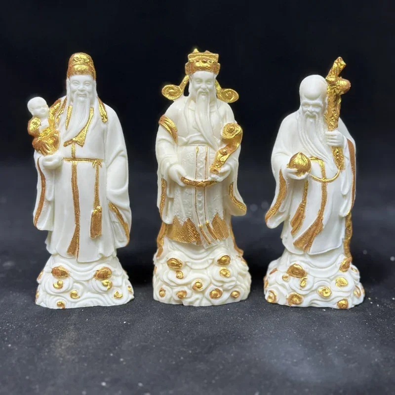 

Hand-painted gold Fu Lu Shou Figure Statue Resin Art Sculpture High Quality Home Room Office Decorations Free delivery 3 PCS